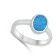 thumbnail image 4 of CHOOSE YOUR COLOR Statement Ring Oval Blue Simulated Opal .925 Sterling Silver Band CZ Female Size 8, 4 of 4