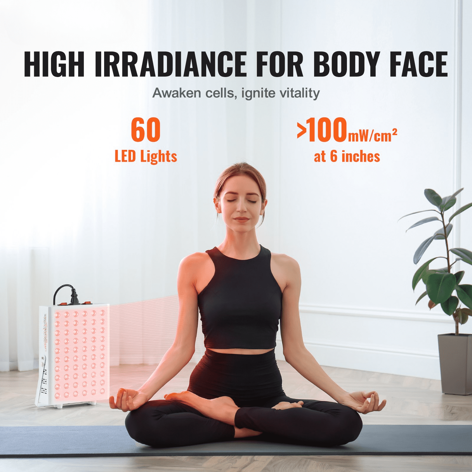 Dr.pedi Red Light Therapy Panel , 60 Dual-Chip LED, 660nm Red & 850nm Near Infrared Combo, High Power 80W Panel for Skin & Body Wellness, 17.3" x 9.4"