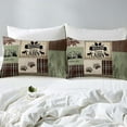 thumbnail image 4 of LUVIVIHOME 2PCS Cabin Farmhouse Bedding Set, Twin Duvet Cover, Bear Deer Elk Moose Woodland Animals Hunting Country Rustic Lodge Quilt Brown Plaid Patchwork Sage Green Comforter Cover, 1 Pillow Sham, 4 of 7