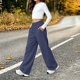 thumbnail image 6 of Taqqpue Boys Girls Wide Leg Sweatpants Loose Fit Solid Color Athletic Joggers Pants Fall Winter Keep Warm Fleece Workout Straight Wide Leg Baggy Pants with Pockets for Kids 5-15 Years, 6 of 10