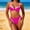 Hot Pink, variant on Womens Push Up High Waisted Bikini Set with Underwire Colorblock V Neck Tummy Control 2 Piece Swimsuit for Beach Hot Pink L(L)