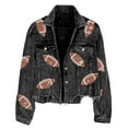 thumbnail image 6 of Women's Jackets Corduroy Football Sequin Baseball Button Raw Hem Rugby Patched Shacket Outwear Jacket, 6 of 6