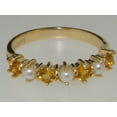 thumbnail image 4 of LBG 14k Yellow Gold Cultured Pearl & Citrine Womans Eternity Ring - Size 5, 4 of 5
