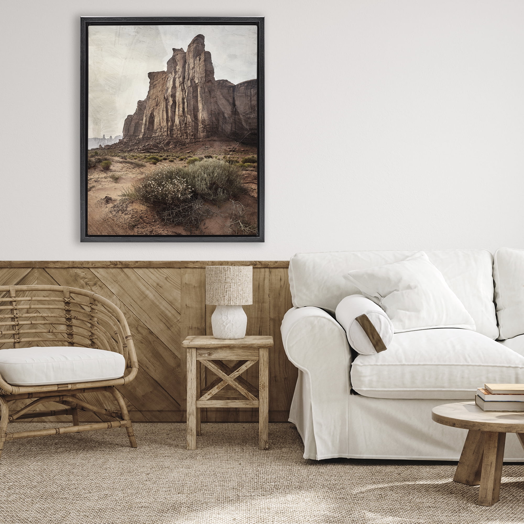 Stupell Industries Desolate Rock View Black Framed Floater Canvas Wall Art, design by Kim Allen