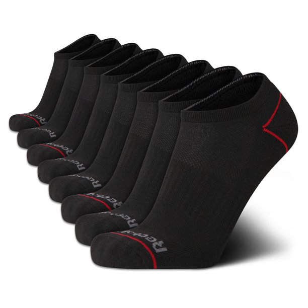Calcetines Reebok para hombre, corte bajo, invisibles, negros, paquete de 8
