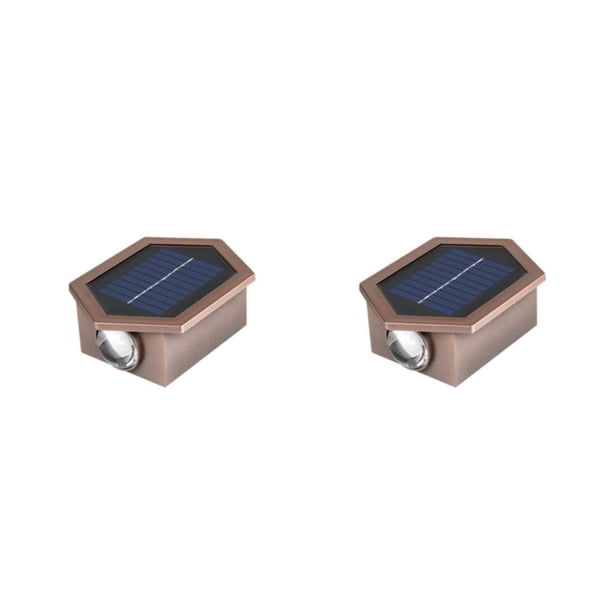 Cateissary Lámpara de pared con energía solar ecológica: inalámbrica de larga duración Luz fría y cálida LED impermeable para exteriores HexágonoBronce Hexágono 2Conjunto
