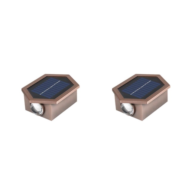 Wosthever Lámpara de pared impermeable para exteriores con energía solar: fácil instalación Luz fría y cálida Diseño inalámbrico LED HexágonoBronce Hexágono 2Conjunto