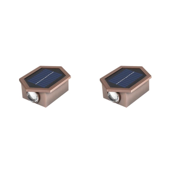 Injueey Lámpara de pared para exteriores con energía solar de fácil instalación - de larga duración Luz ecológica impermeable Luz fría y HexágonoBronce Hexágono 2Conjunto