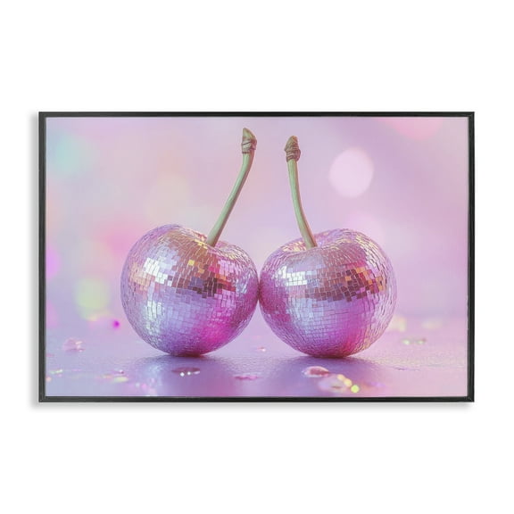 Stupell Industries Pastel Shine Disco Cherries Food & Beverage Painting Black Framed Art Print Wall Art, 18 x 12