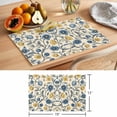 thumbnail image 6 of Spring Floral Placemats Set of 6, Watercolor Vintage Yellow Blue Flower Blue Grey Leaf Linen Texture Non-Slip Place Mats Washable Table Mats for Kitchen Dining Table Decorations Indoor/Outdoor, 6 of 9