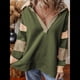 thumbnail image 5 of Sudadera de Mujer de Gran Tamaño con Cuello de Patchwork y Rayas de Colores Contrastantes, Estilo Informal. Verde L, 5 of 7
