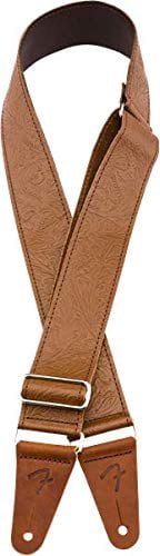Fender Tooled Brown Leather Guitar Strap, 2" Wide, Part Number #0996970000