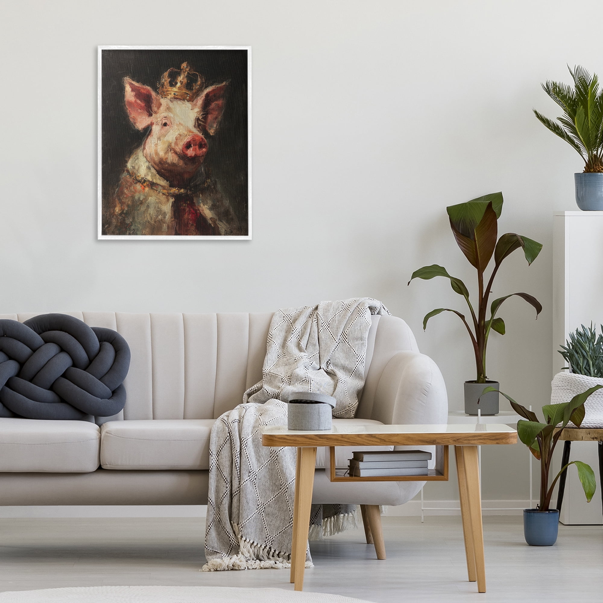 Stupell Industries Royal Swine Portrait White Framed Giclee Art, design by Svetlana Aleynikova