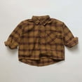 thumbnail image 4 of Likimi Toddler Kids Boys Shirts Lapel Plaid Print Long Sleeve T-Shirt Fashion Loose Soft Spring Fall Shirt Size 2-3 Years Khaki, 4 of 5