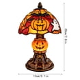 thumbnail image 2 of Vintage Stained Glass Halloween Lamp Set Pumpkin Witch Hat, USB LED Gothic Table Decor for Mantel Shelf Entryway Display, 2 of 8
