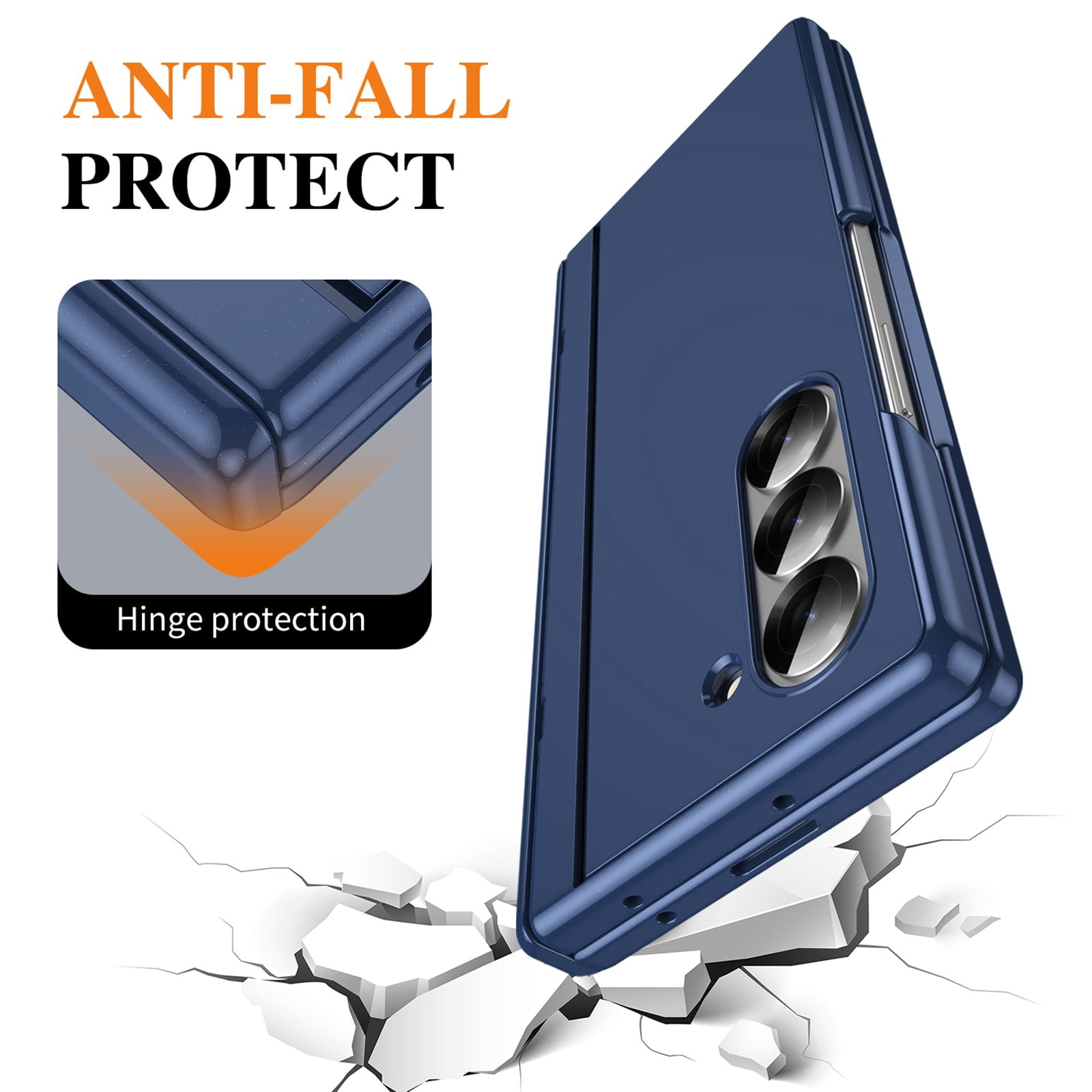 ELEHOLD Rugged Case for Samsung Galaxy Z Fold 5 Case,Built-in Screen Protector Flip Kickstand Hinge Protection Slim Full Body Protective Phone Case for Samsung Galaxy Z Fold 5,Blue