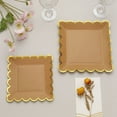thumbnail image 5 of Efavormart 25 Pack | 9" Natural / Gold Scalloped Rim Square Paper Dinner Plates, Disposable Party Plates, 5 of 11