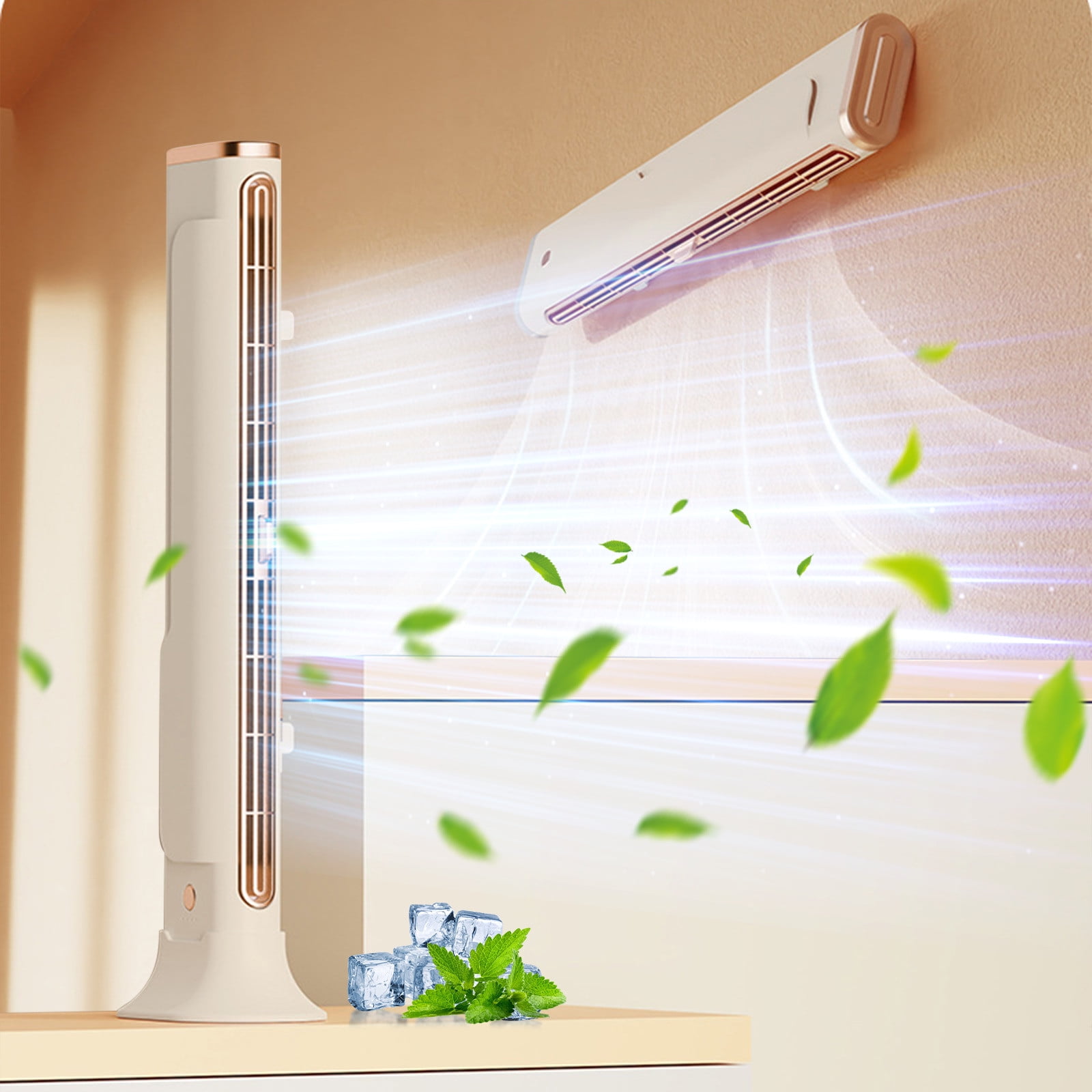 HJuyYuah Bladeless Tower Fan with Constant Airflow Wall Mount or Standing High Wind Silent Desk Fan for Kitchen Dormitory Office