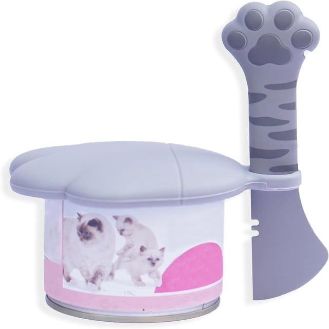 YOPTOP Cute Cat Pet Can Food Cover with Spoon - One Lid and One Spoon Pack (Cat Gray),catgray