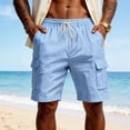 thumbnail image 7 of Fabrcox Shorts Men Linen Drawstring Mens Shorts Cargo Big and Tall Breathable Travel Beach Summer Mens Bermuda Shorts with Pockets Blue XXL, 7 of 7