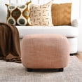 thumbnail image 6 of KINWELL 23" Wide Linen Blend Upholstered Ottoman, Textured Weave Footrest with Soft Padded Seat, Mid-Century Modern Footstool for Bedroom, Entryway or Living Room, Coral, 6 of 11