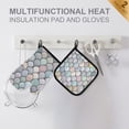 thumbnail image 4 of Yayeee Oven Mitts and Pot Holder Set of 2 Heat Resistant Kitchen Gloves Baking Hot Pad, Light Blue Shimmering Pattern, 4 of 5