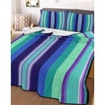 thumbnail image 3 of Quilts Queen Size Bedding Set, Mexican Style Lightweight Quilted Comforter, Colorful Mexico Stripes Teal Blue Soft Reversible Bedspread Coverlet with Pillow Covers for All Season, 90" x 96", 3 of 7