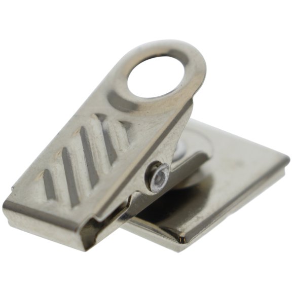 Bulk 50 Pack - Name Tag/ID Badge Holder Spring Clips with Metal Bulldog Clasp & Square Adhesive Back - for Badges, Buttons, and Nametags by Specialist ID