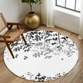 thumbnail image 2 of Round Rug 6Ft Washable Non-Slip, Black Leaves Circle Area Rugs for Living Room Bedroom, Summer Botanical Indoor Floor Mats Carpet Runner for Home Decor Aesthetic, 2 of 8