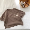thumbnail image 2 of WNVMWI Childrens Short Sleeve Tshirt Toddler Boys Summer Crew Neck Basic Tees Kids Cotton Loose Fit Cute Tops 18-24 Months Coffee, 2 of 3
