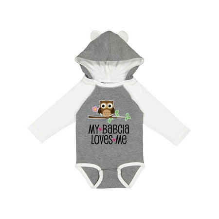 

Inktastic My Babcia Loves Me Girls Owl Gift Baby Girl Long Sleeve Bodysuit