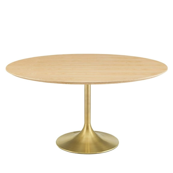 Dining Table, Round, Wood, Gold Brown Natural, Modern Contemporary Urban Design, Kitchen Room Cafe Bistro Restaurant Hospitality