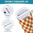 thumbnail image 3 of Yayeee 40oz Stainless Steel Tumbler with Straw and Handle Double-Wall Insulated Travel Water Bottle, Rusty Orange Plaid, 3 of 8