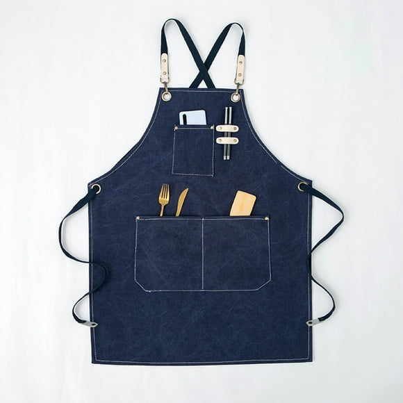 Waterproof Kitchen Apron, Adjustable Apron with Pockets for Garden, BBQ, Apron, - Blue