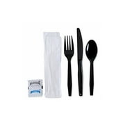 Boardwalk® 6-Piece Cutlery Kits, Polystyrene, Black, Pack Of 250 Kits