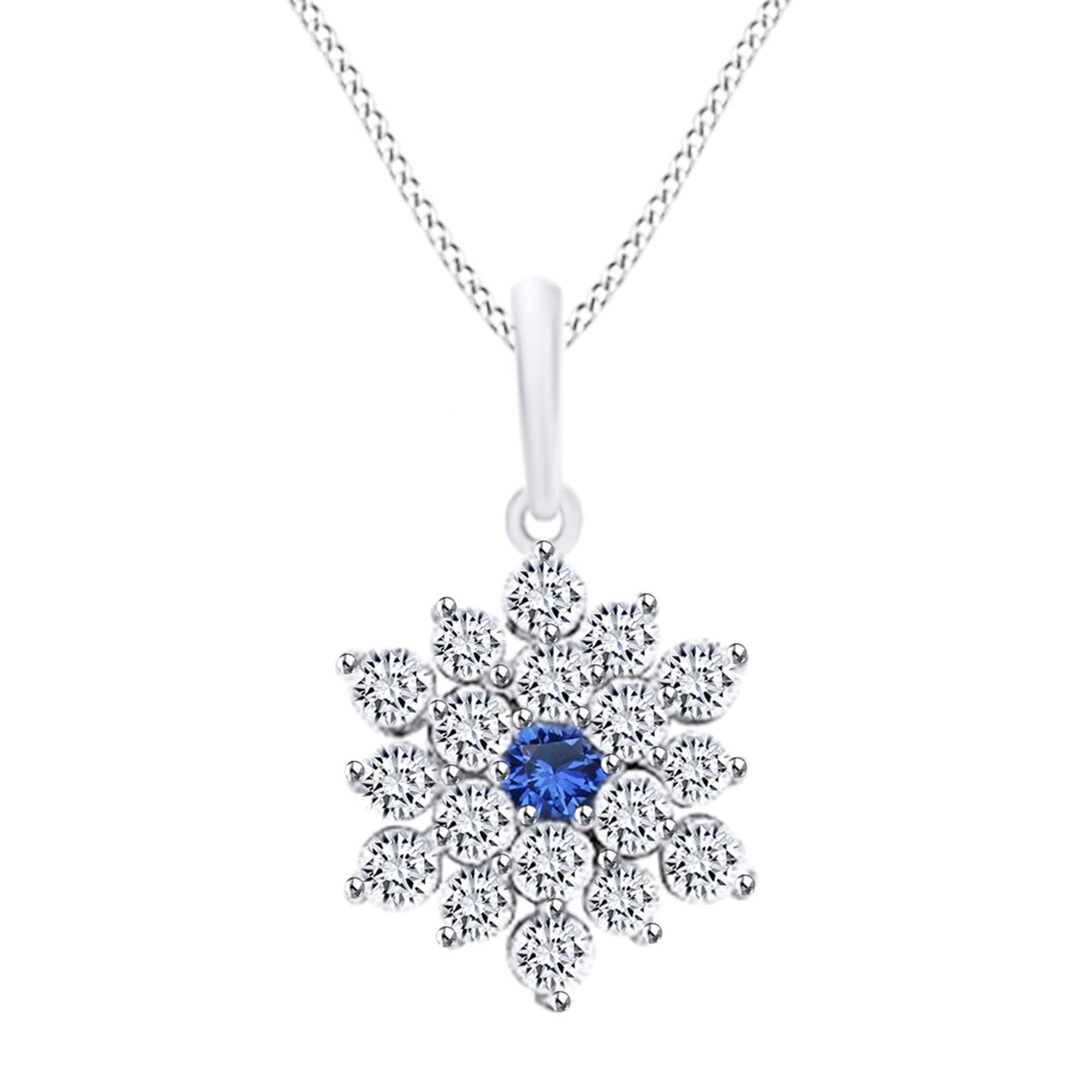 Snowflake Pendant with Sapphires in 14KT Yellow Gold