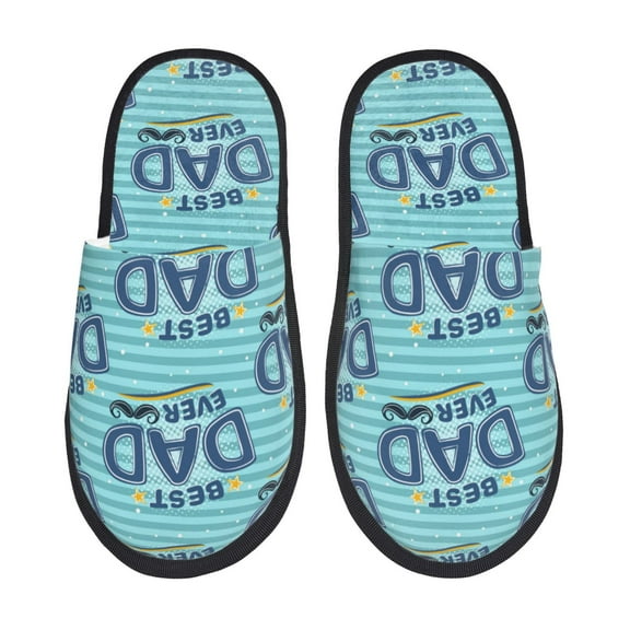 Yiaed Best Dad Ever Print Unisex House Slippers, Slip on Warm Shoes Indoor Outdoor with Anti-slip sole-Medium
