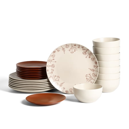 Stone Lain Camelia 24-Piece Dinnerware Set Stoneware, Service for 8, Terracotta