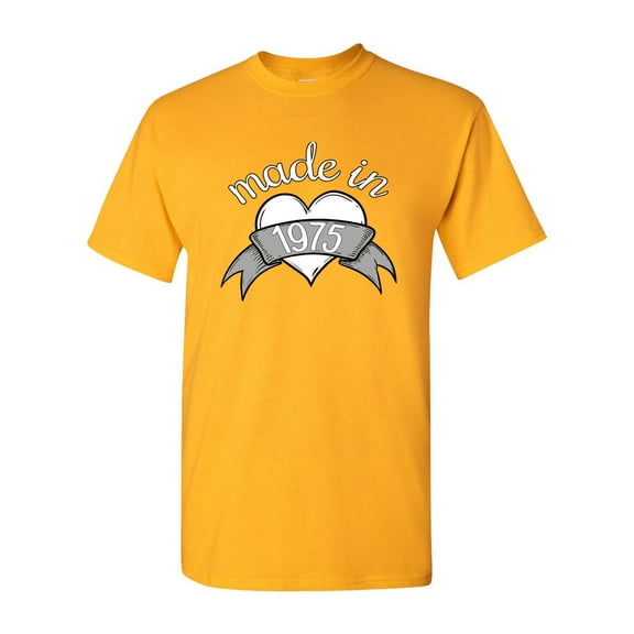 Made in 1975 40th Birthday Heart Crest DT Adult T-Shirt Tee