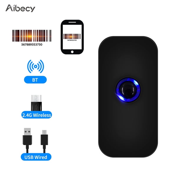 Aibecy Handheld 3-in-1 Barcode Scanner 1D Bar Code Reader Support BT & 2.4G Wireless & USB Wired Connection Compatible with Windows Android iOS for Supermarket Retail Logistics Warehouse