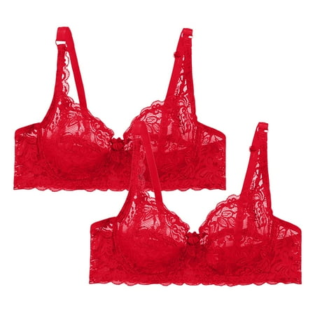 QIJUNTUO Women s Sexy Underwire Lace Bras 2-Piece Set  Adjustable Straps Non-Padded Lingerie for Everyday & Special Occasions