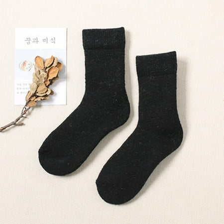 

ERTUTUYI Women Solid Color 30% Wool Socks In Winter Thickened Warm Thick Thread Towel Socks F