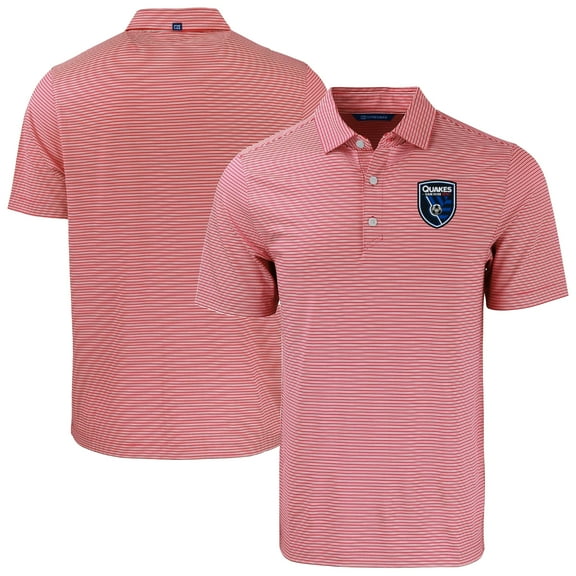 Men's-Cutter & Buck  Red San Jose Earthquakes Forge Eco Double Stripe Stretch Recycled Tri-Blend Polo