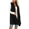 thumbnail image 4 of ABATAB Womens Sleeveless Sherpa Lined Vests with Pockets Shawl Neck Open Front Fleece Long Cardigan Jackets Fuzzy Warm Duster Outwear(X-Large,Black), 4 of 7