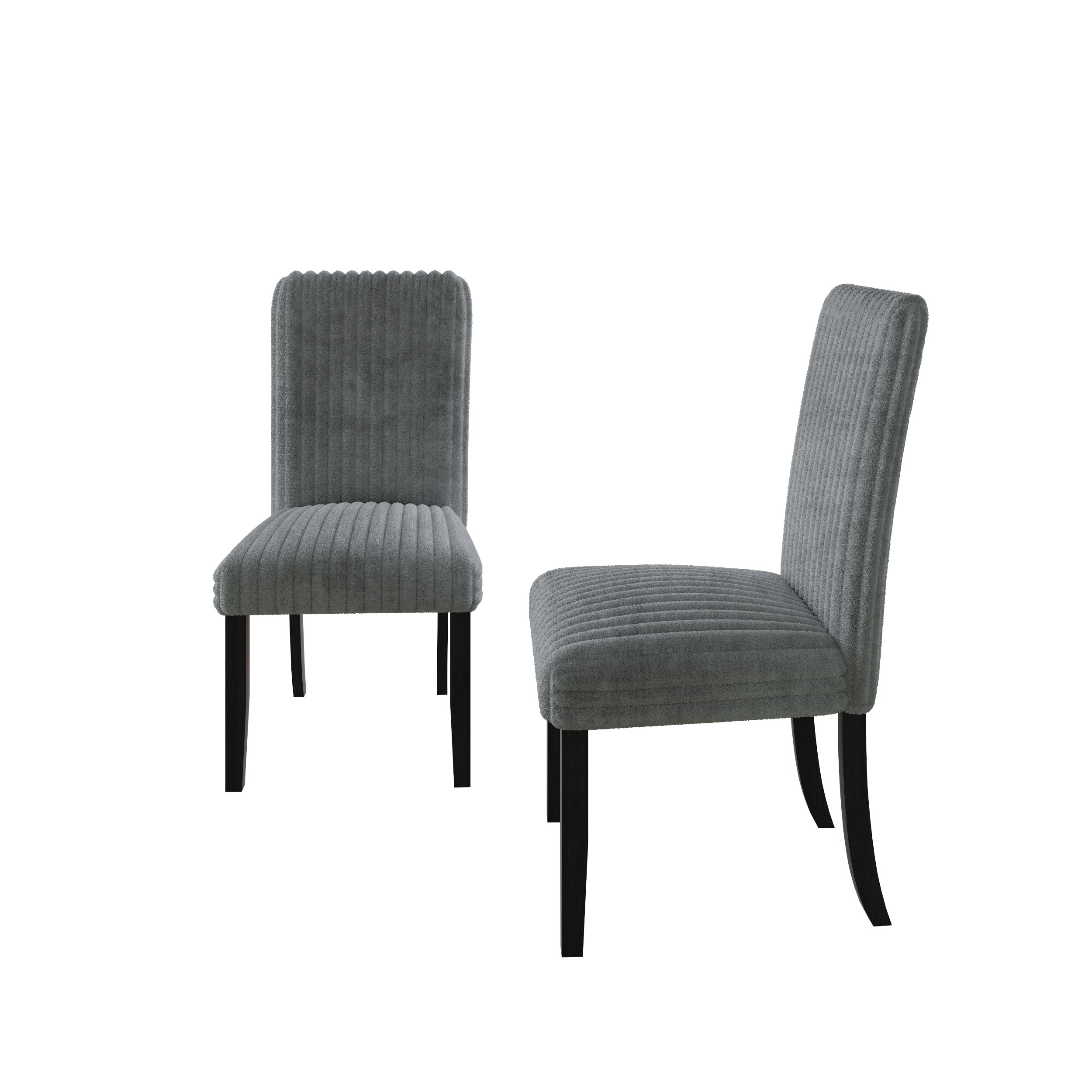 Home Design Guymon Dining Chair (Set of 2), Black/Gray, Cushioned Seat, Slat-Back Design, Comfortable Seating, Sturdy Frame, Modern Style, Durable Construction