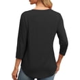 thumbnail image 5 of Drses 3/4 Length Sleeve Womens Tops Round Neck Casual Tunic Tops Basic Pleated Shirts Loose Fit, 5 of 8