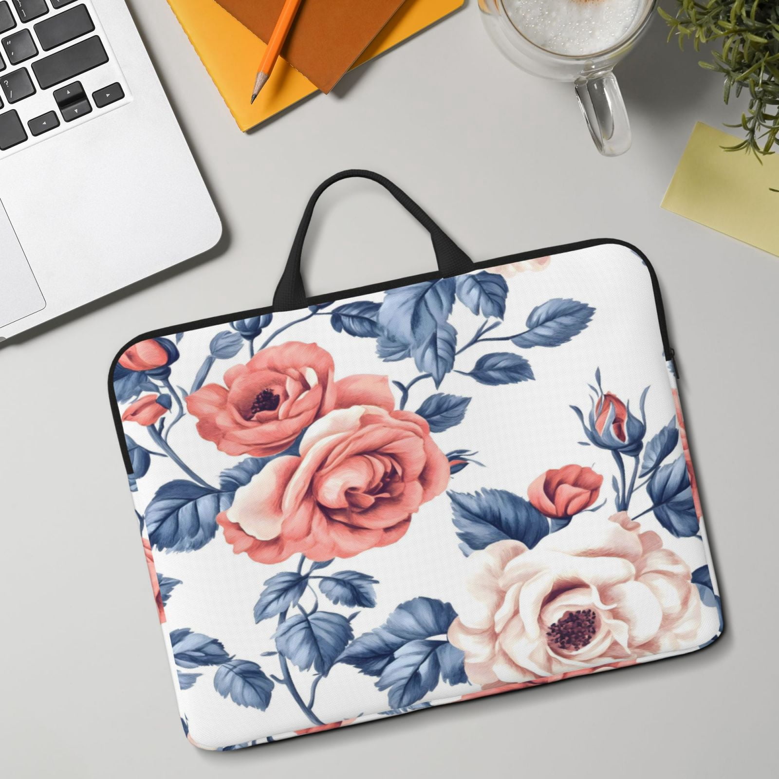 Laptop Sleeve Bag For Women Men 14inch Waterproof Durable Protective Computer Carrying Cover Handle Laptop Case Bag Flowers (9)