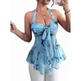 thumbnail image 2 of Women Flowy Floral Babydoll Backless Tank Top Blue XL, 2 of 9