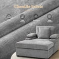 thumbnail image 5 of FFH Lounge Chair with Ottoman, Accent Armchair Chenille Single Sofa with USB, Cup Holders and Storage, Light Gray, 5 of 13
