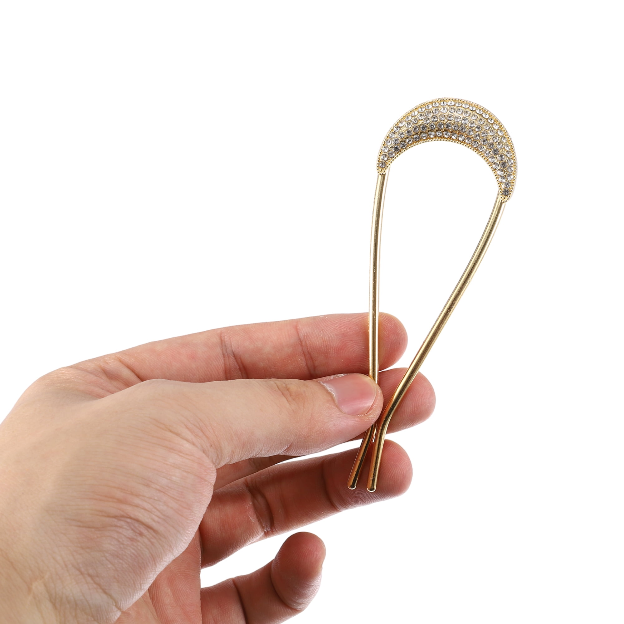 Unique Bargains Classic Moon U-shaped Hair Pins Hair Clips 4.41"x1.54" 1 Pc Gold Tone